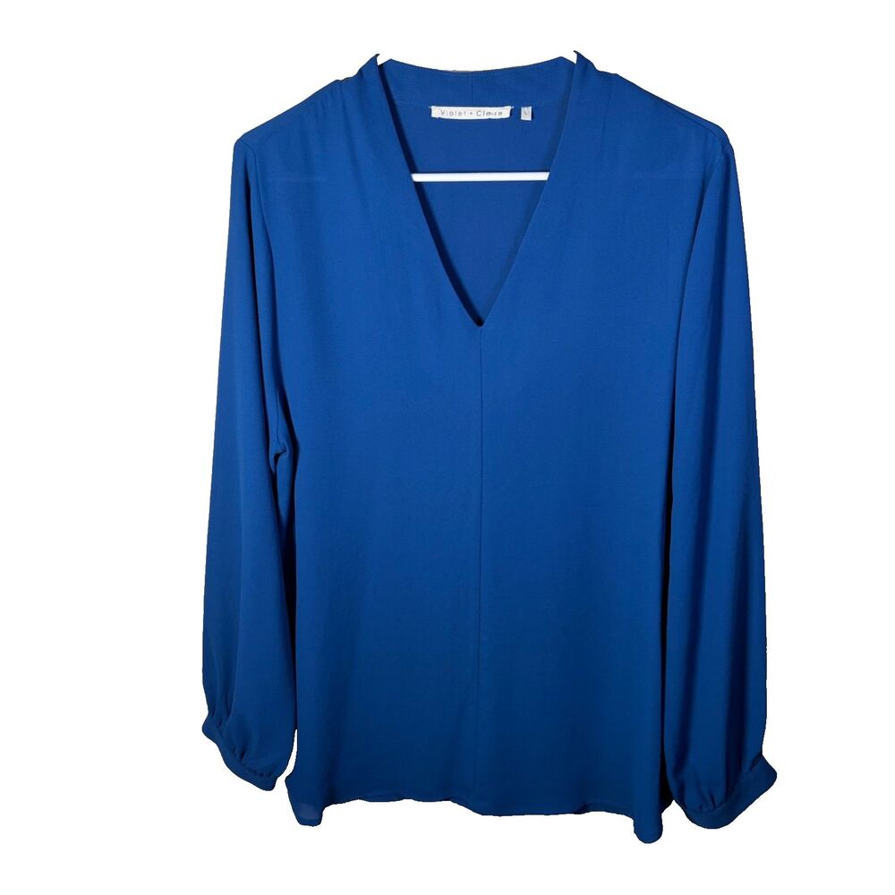 Violet + Claire Blouse Women's Large V-Neck Long Sleeve Lightweight Career Top
